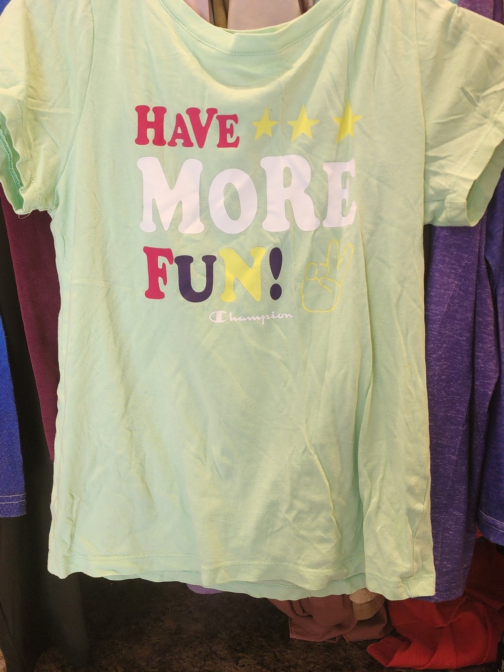 Champion Kids Light Green "Have More Fun" Graphic Tee